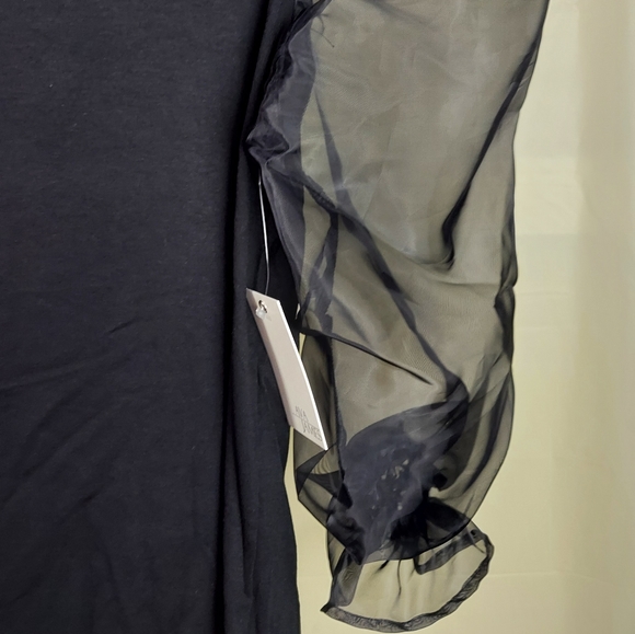 NWT Ava James Balloon Sleeve Top Size Medium Black - Picture 3 of 10